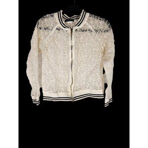 Y2K NWOT Harlow and Graham Womens Lace Baseball Jacket Preppy Old Money L